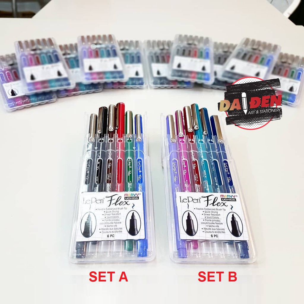 [HCM]Bộ 6/12 Bút LePen Flex Đầu Brush Marvy 4800