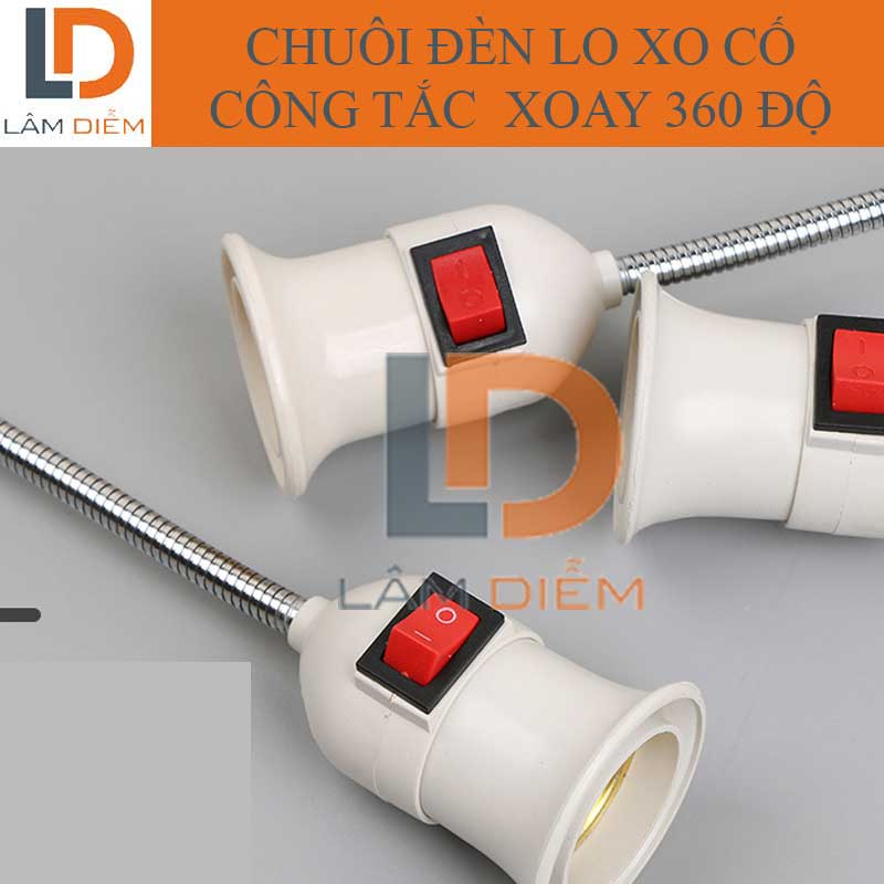 chuôi đèn lò xo có công tắc e27 xoay 360 độ