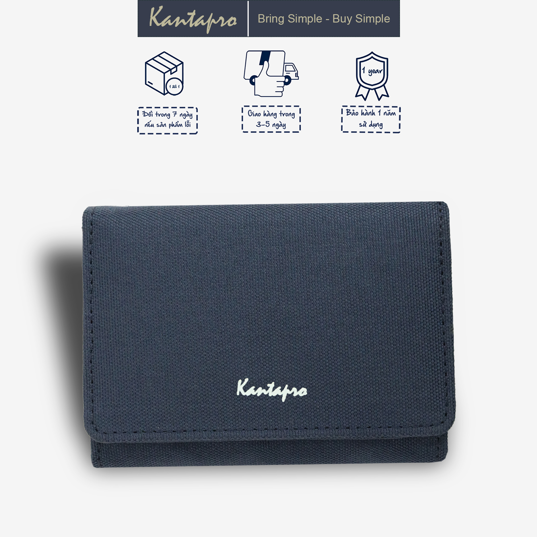 Ví đựng thẻ vải Polyester KANTAPRO dáng ngang - Mini Wallet (8 colors)
