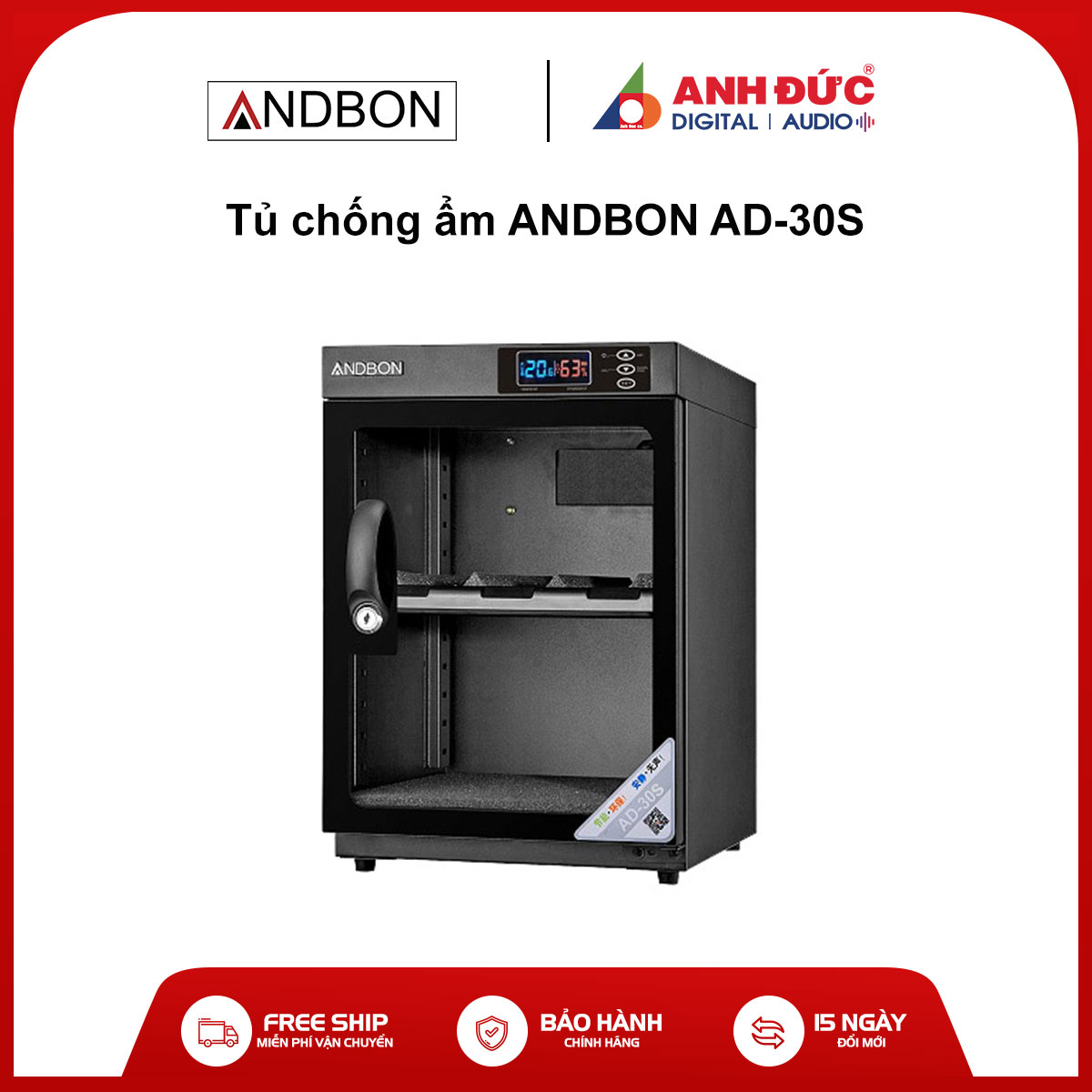 Tủ chống ẩm ANDBON AD-30S  Công nghệ Nhật Bản - Bảo hành 24 tháng toàn quốc.