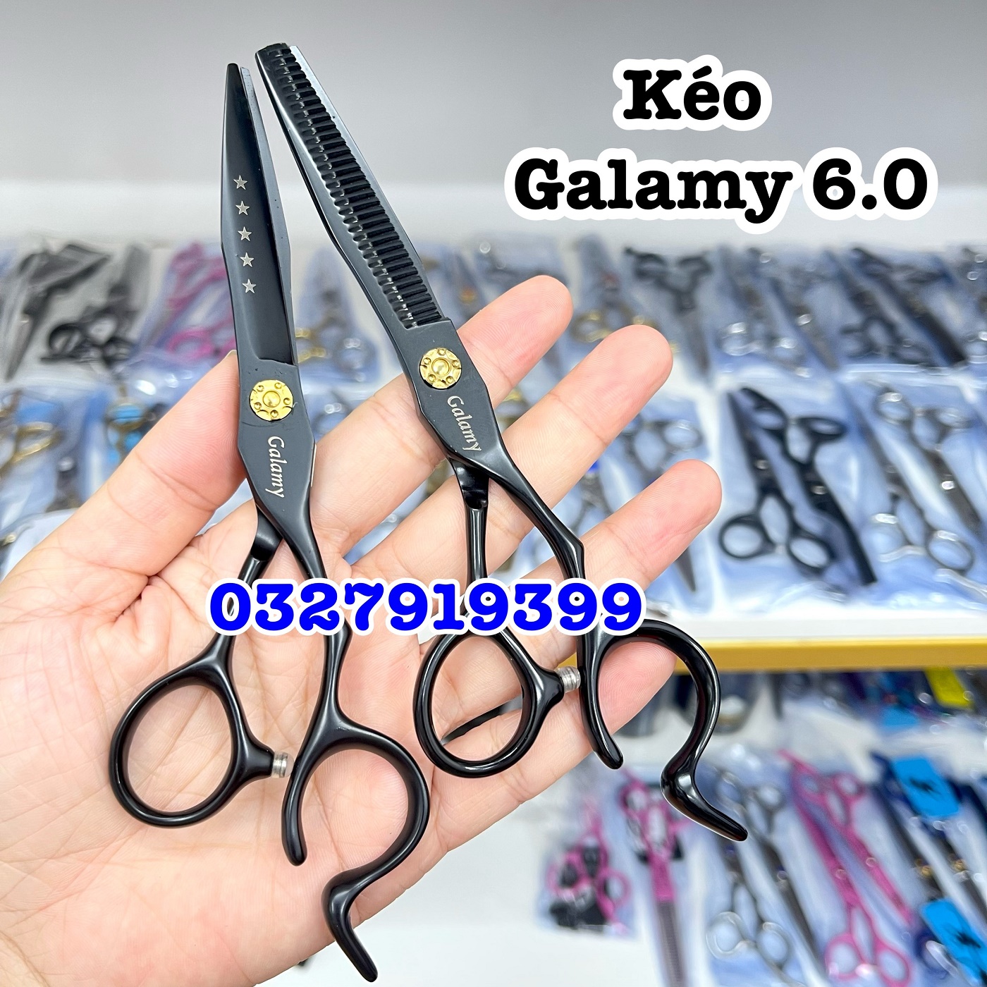 Kéo cắt tóc Nhật Galamy đen 5 sao 6.0