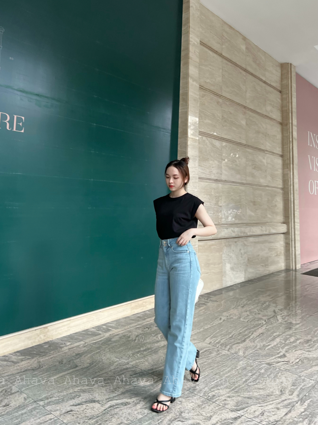 QUẦN JEANS DÀI ỐNG SUÔNG LƯNG LỚN 2 NÚT