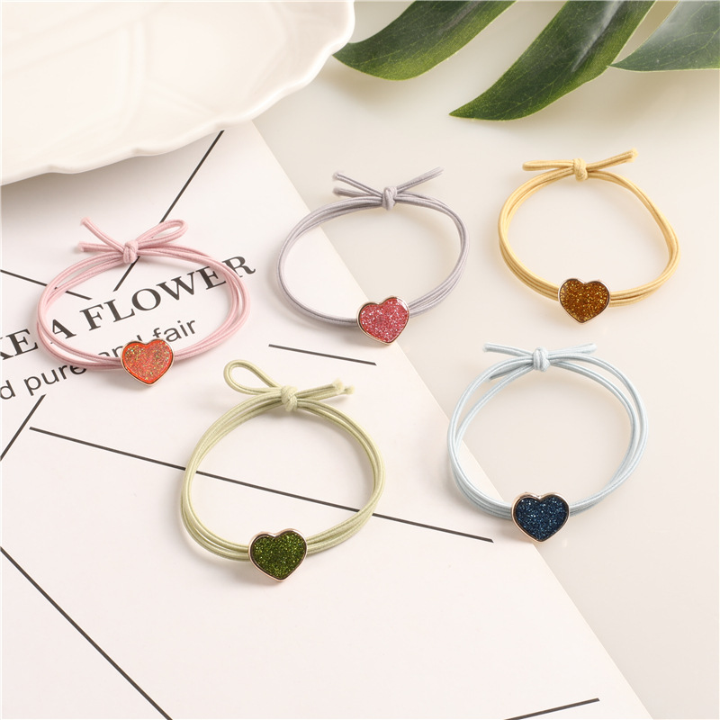 (Combo 2)  Dây Cột Tóc Hình Trái Tim Ánh Kim P107