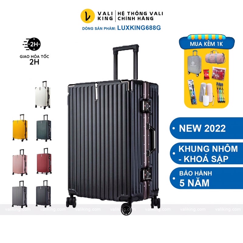 Vali kéo khung nhôm khoá sập LUXKING602G nhựa ABS PC siêu bền có móc treo