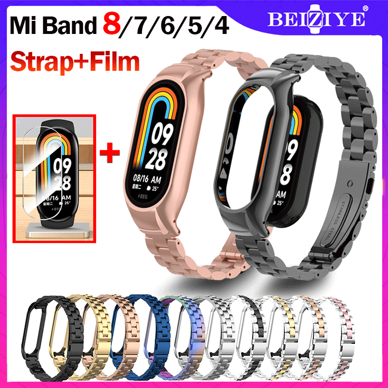 cho Xiaomi Mi Band 8 7 Dây đeo bằng thép không gỉ cho Xiaomi Mi Band 8 7 Dây đeo tương thích Vòng đeo tay Miband 8 7 6 5 Dây đeo cổ tay Pulseira Mi band 8 7 6 5 4 3 Dây đeo cổ tay