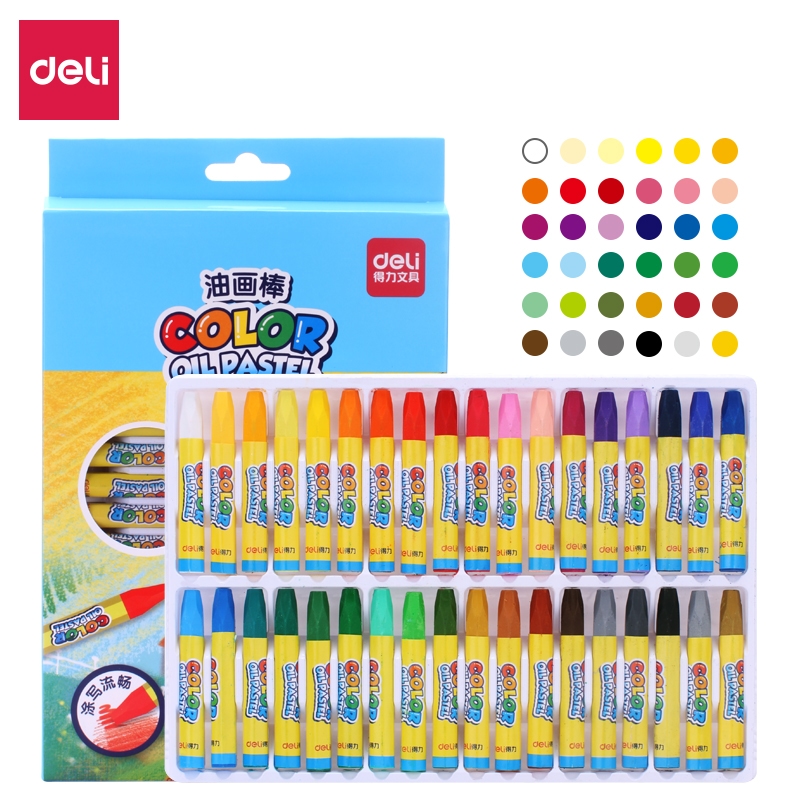 DELI - Bút sáp màu học sinh, bút tô màu  12/18/24/36 màu/hộp 6961/6962/6963/6964