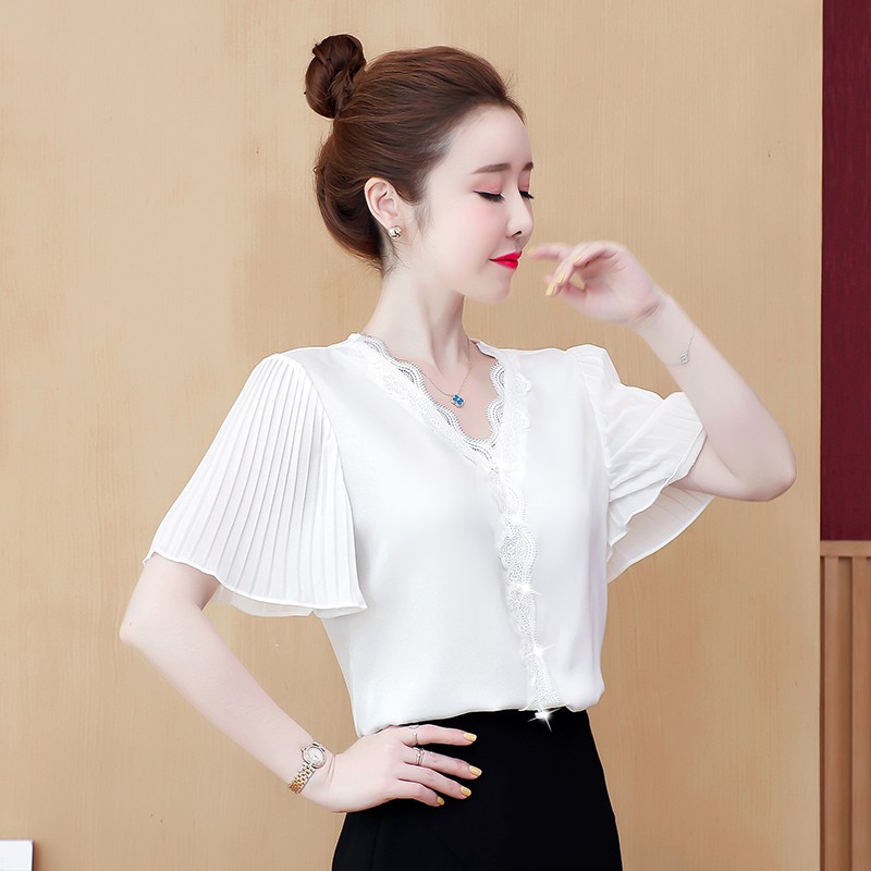Sơ mi cổ V tay cánh tiên - CVCT