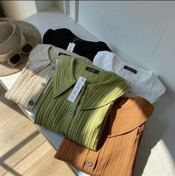 Váy v66 đầm suông cổ sen chất đũi gân from rộng chất mát mặc hè