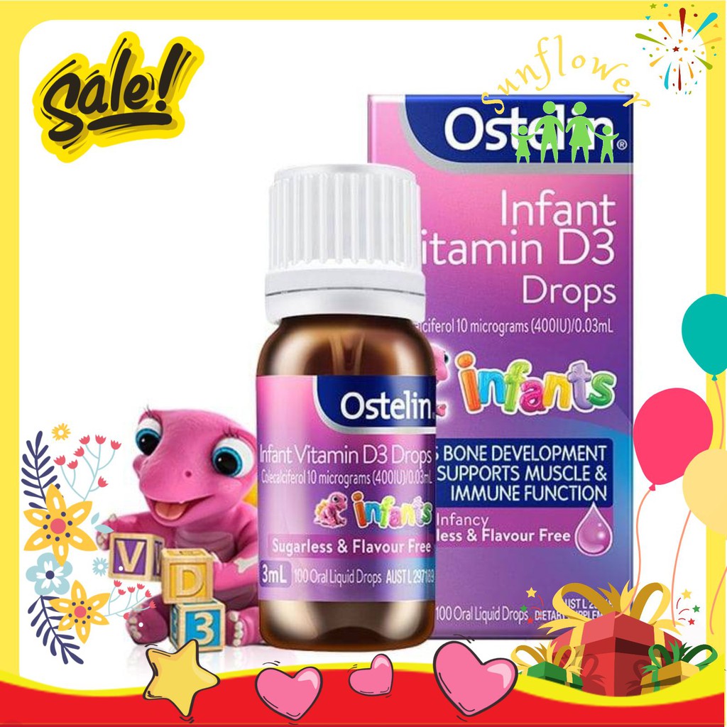 Ostelin Infant Vitamin D3 Drops 2.4ml cho bé phát triển xương tăng chiều cao ÚC