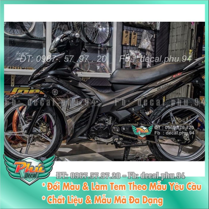 Tem rời exciter 135 lc xám đen , xe đen