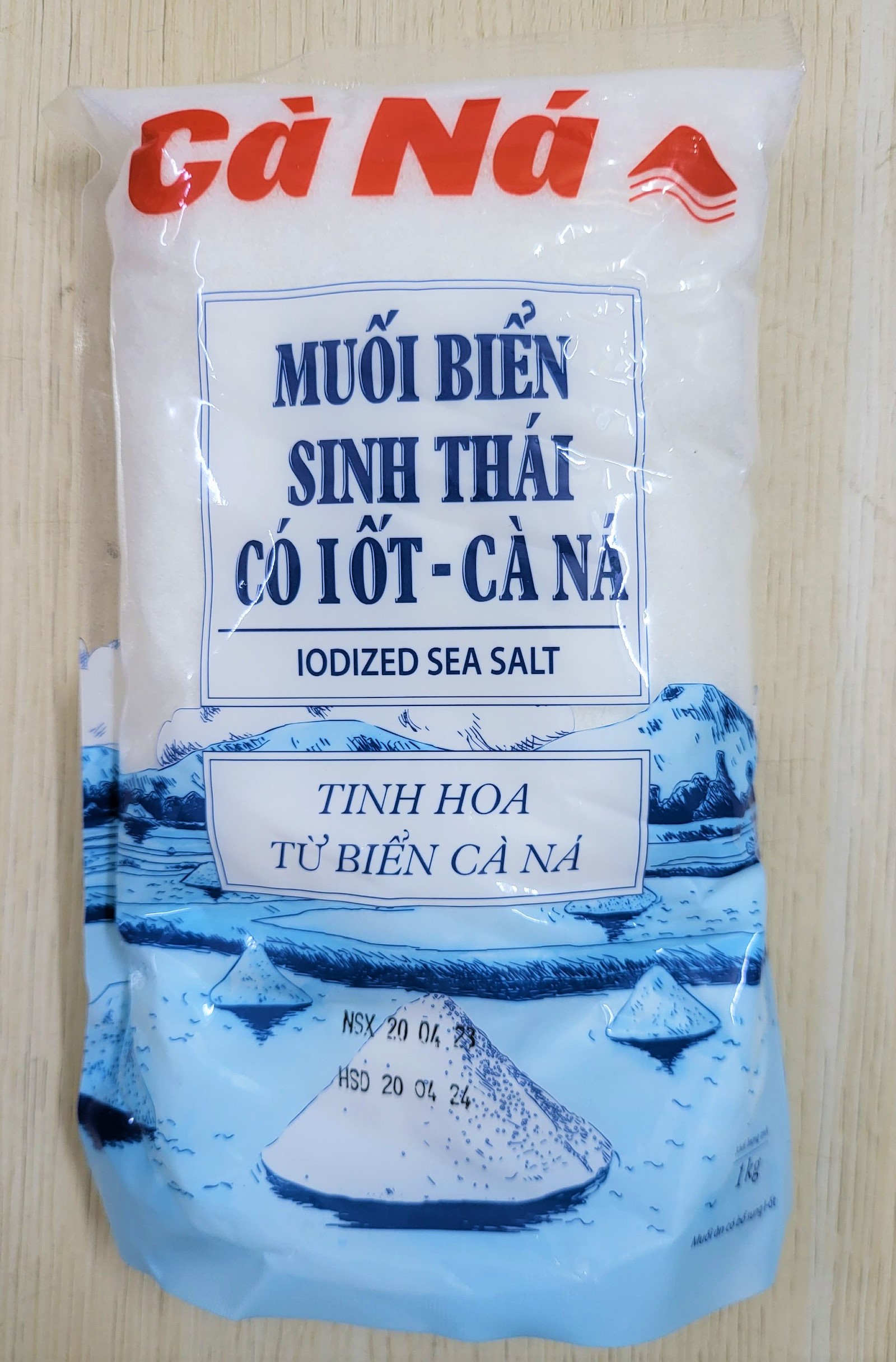 CÀ NÁ túi 1 Kg MUỐI BIỂN SINH THÁI CÓ I ỐT Iodized Sea Salt