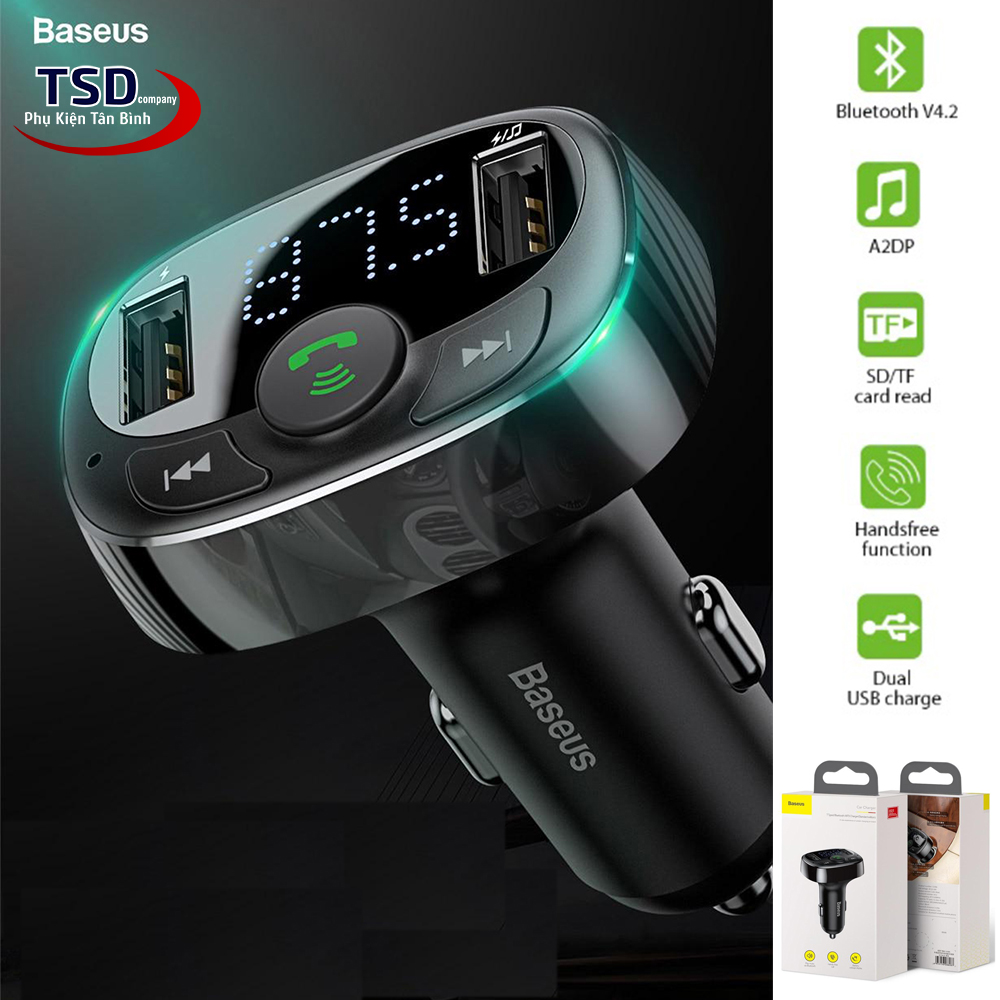 [HCM]Củ Sạc Xe Hơi Đa Năng Baseus S-09A (3.4A Dual USB PortBluetooth MP3 TF Card/FM)