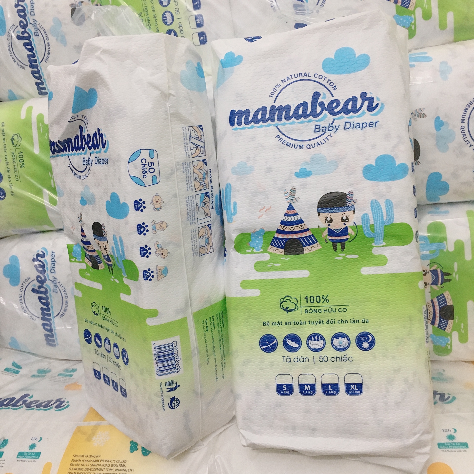 Tã dán Mama Bear cho bé gói 50 chiếc size S-M (date 12/2023)