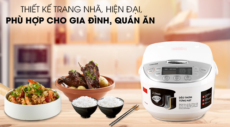 Nồi cơm điện tử Toshiba 1 ,8 lít RC-18DH2PV(W)
