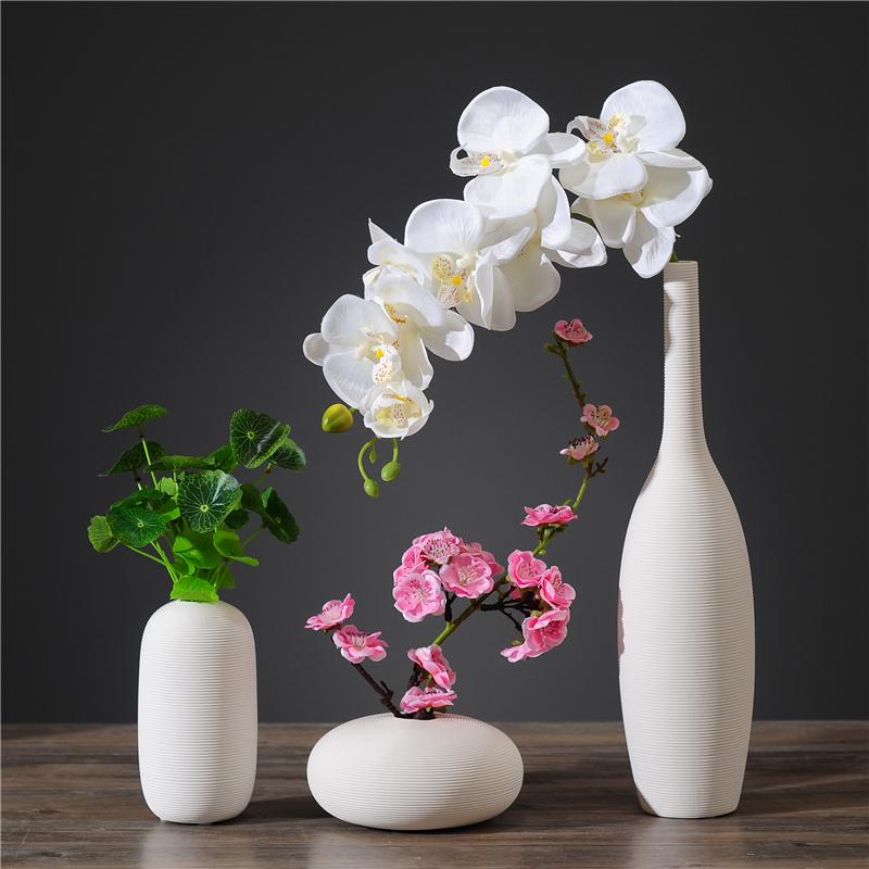 Trung Quốc Mới Zen Trắng Gốm Bình Hoa Nhỏ Hiện Đại Giản Lược Trang Trí Phòng Khách Bắc Âu Sắp Xếp Hoa Phong Cách Nhật Bản Hoa Khô Bình Cắm Hoa