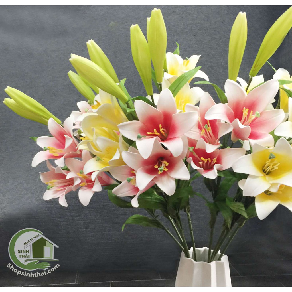[HCM]Hoa ly màu hồng - hoa giả cao cấp