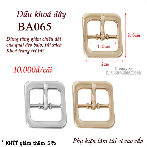 Đầu Dây Khoá - Tăng Đưa 2Cm X 2.5Cm Ba065
