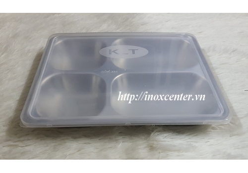 KHAY CƠM PHẦN 4 NGĂN SÂU LÒNG inox 304 ( 28x22x4 cm )