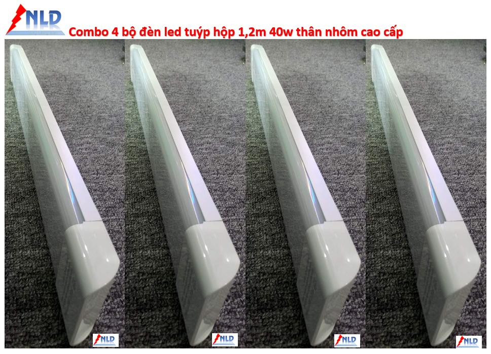 combo 4 đèn led tuýp hộp thân nhôm 1.2m 40w sáng trắng.