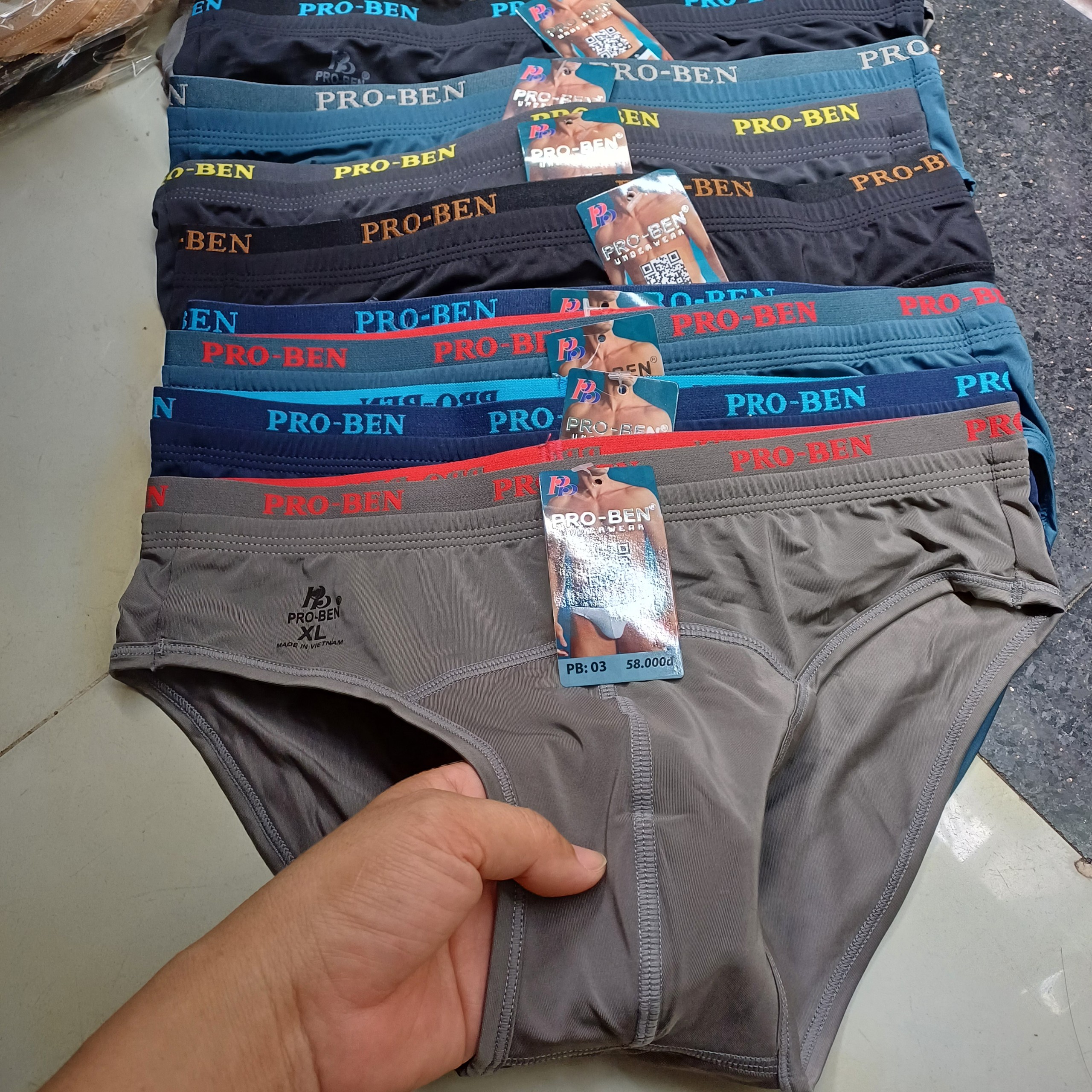Combo 5 quần lót nam thun lạnh cao cấp proben 03 form đại bigsize 35 đến 90kg nội y Marketonline pb03