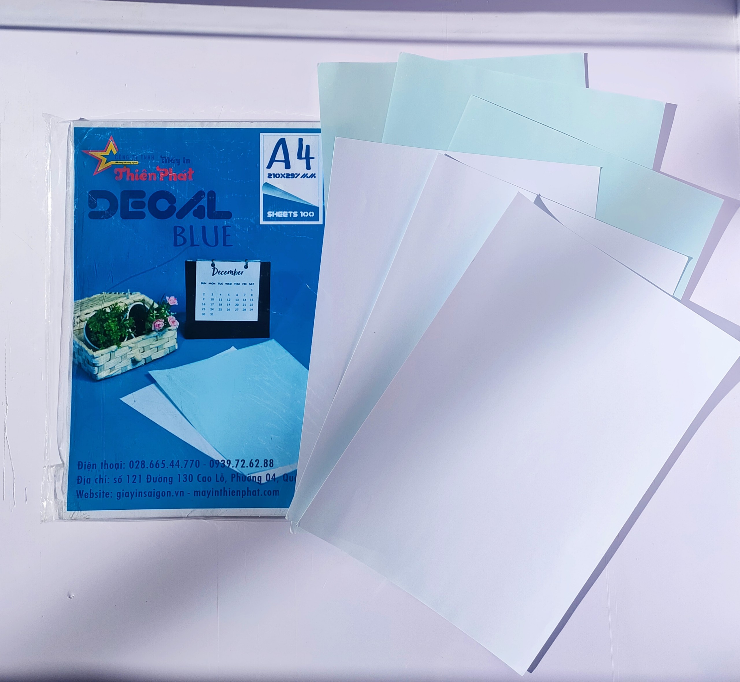 Giấy In Nhiệt Decal Đế Xanh A4