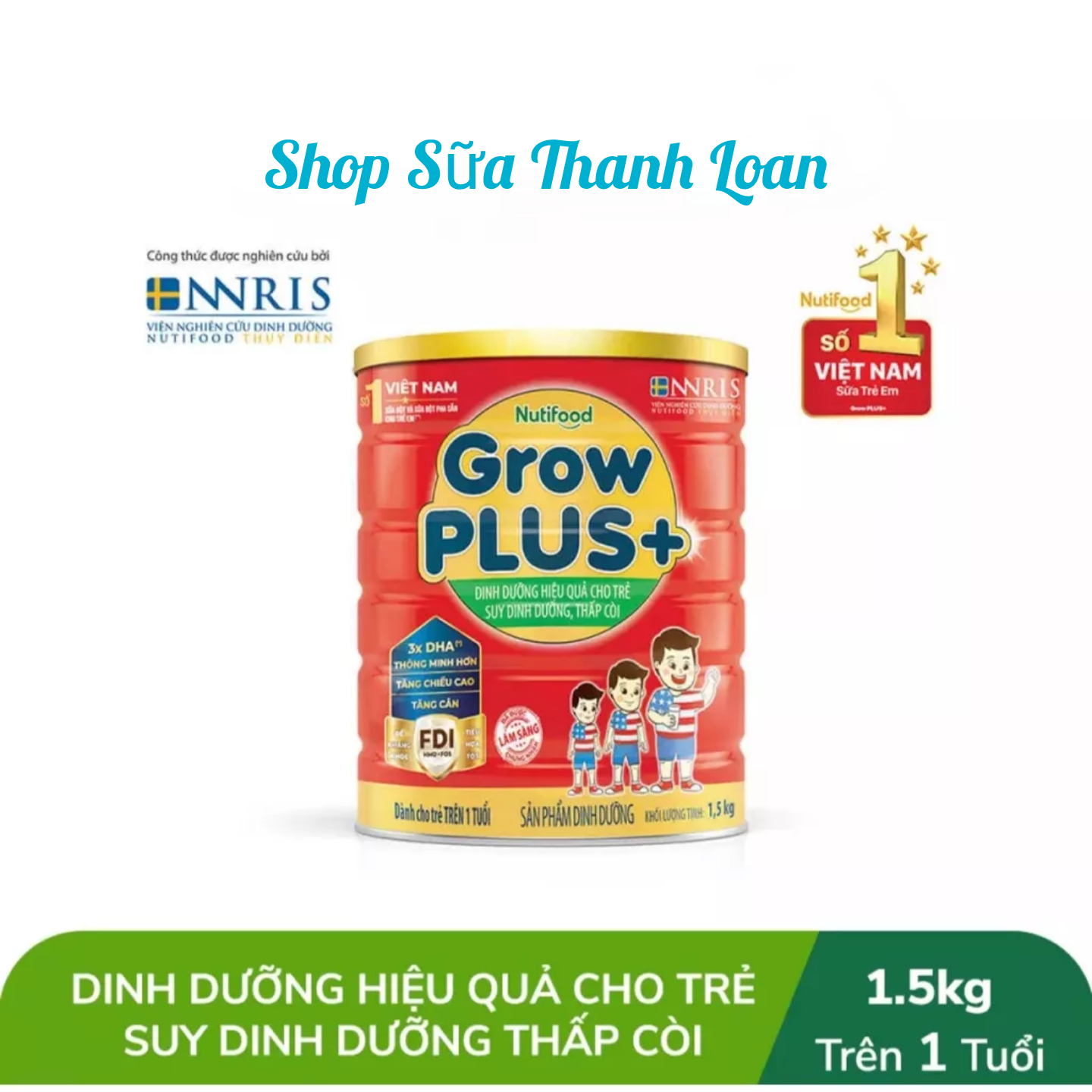 (HSD T7-2026) (Có Tích Điểm) Sữa Bột Nutifood Grow Plus+ Đỏ - Hộp 1.5kg.