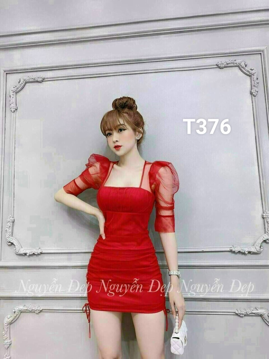 Đầm body phối lưới cao cấp có mút T376