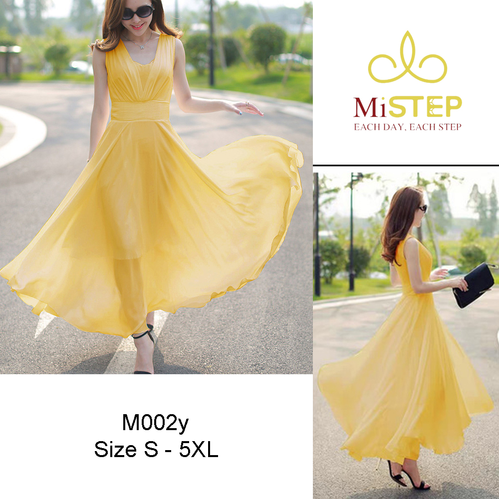 Đầm Maxi Màu Vàng Đi Biển Đẹp