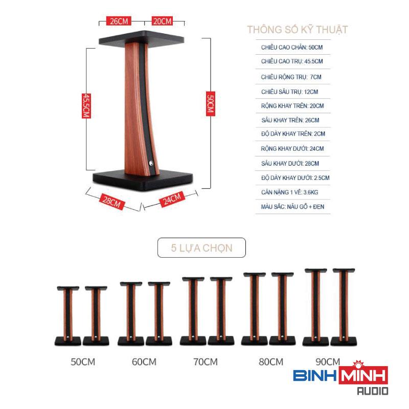 Chân loa gỗ bookshelf thân cong cao 90cm