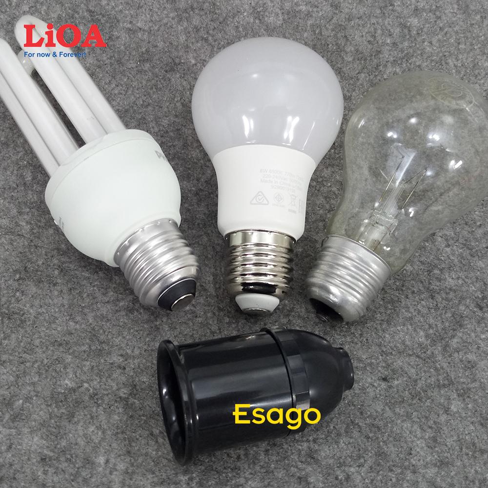 [HCM]Đui đèn LiOA đui xoáy E27 màu đen - DDXB