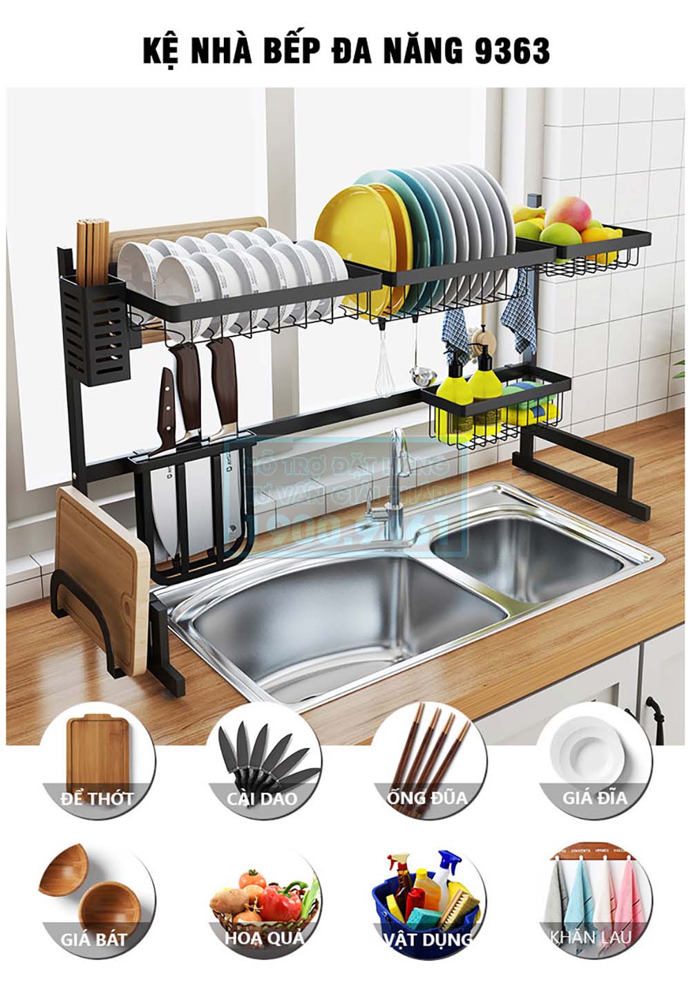 Kệ nhà bếp đa năng để gia vị chén bát 9363