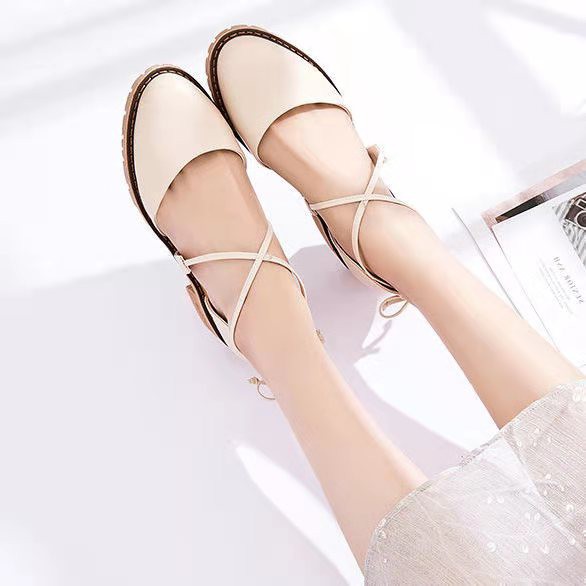 Sandal Nữ Bít Mũi Đế Thấp 3P Quai Chéo