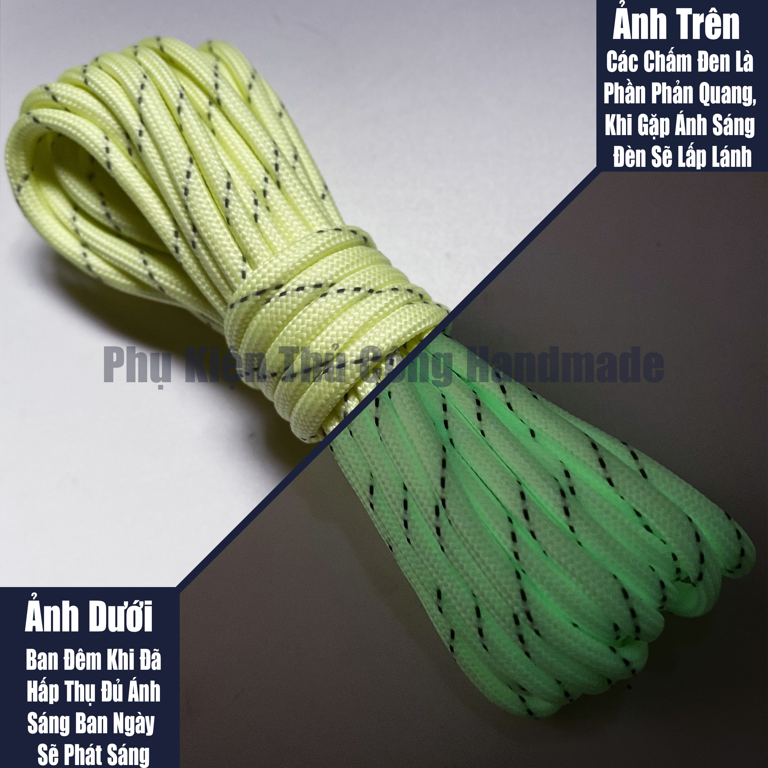 Dây Dù Paracord Dạ Quang Phản Dạ Quang Kết Hợp