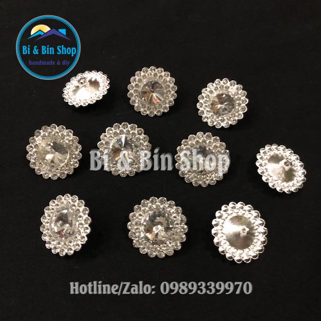 4 cái nút áo - cúc áo hạt xoàn viền xoàn đính kết trang phục thời trang, váy cưới, dạ hội
