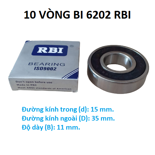 10 vòng bi 6202 RBI chất lượng cao