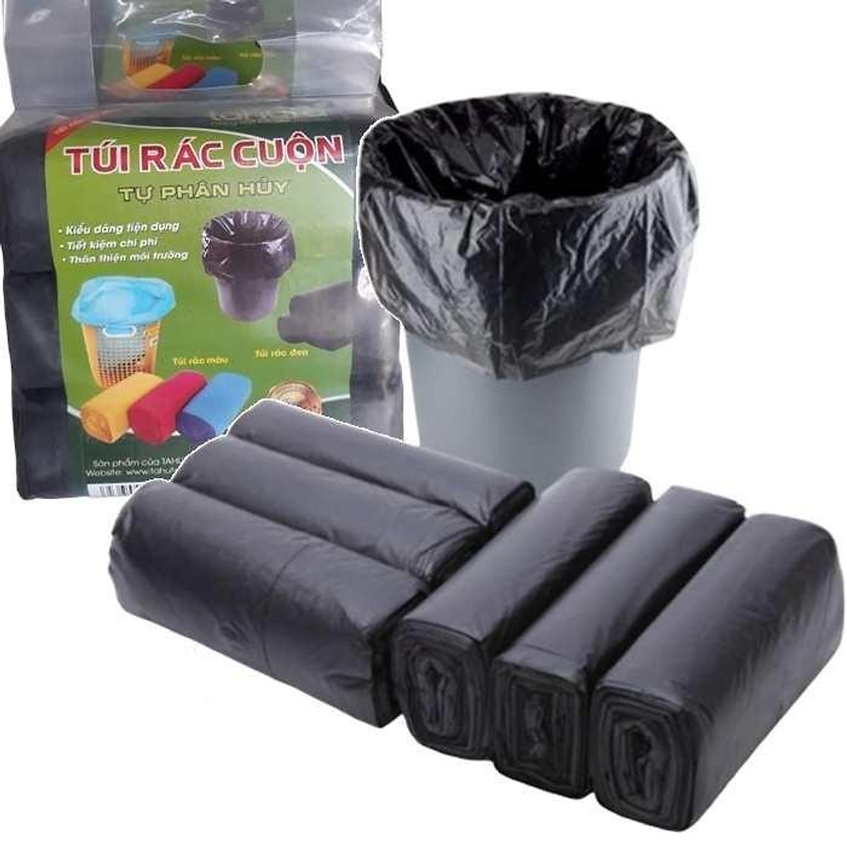Combo 3 Cuộn Túi Đựng Rác Đen Tự Phân Hủy