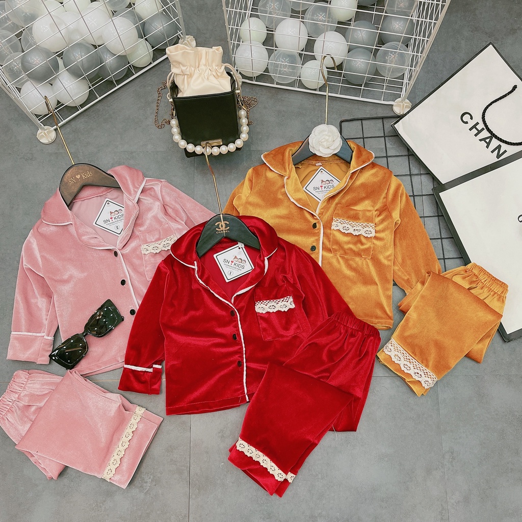 Bộ Pijama Nhung Cho Bé Gái