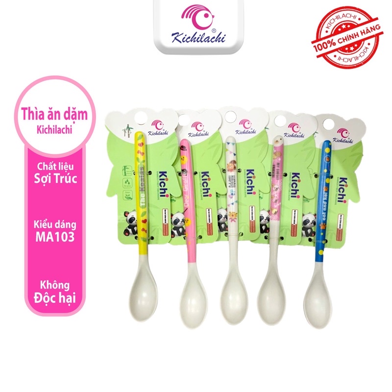 1 Thìa / 1 Muỗng ăn dặm sợi tre Kichilachi Kichi - Dụng Cụ Tập Ăn Cho Bé KC K3035