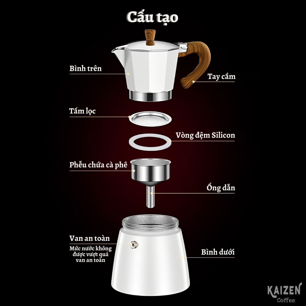 Bình pha cà phê Moka Pot 300ml - Kaizen Coffee