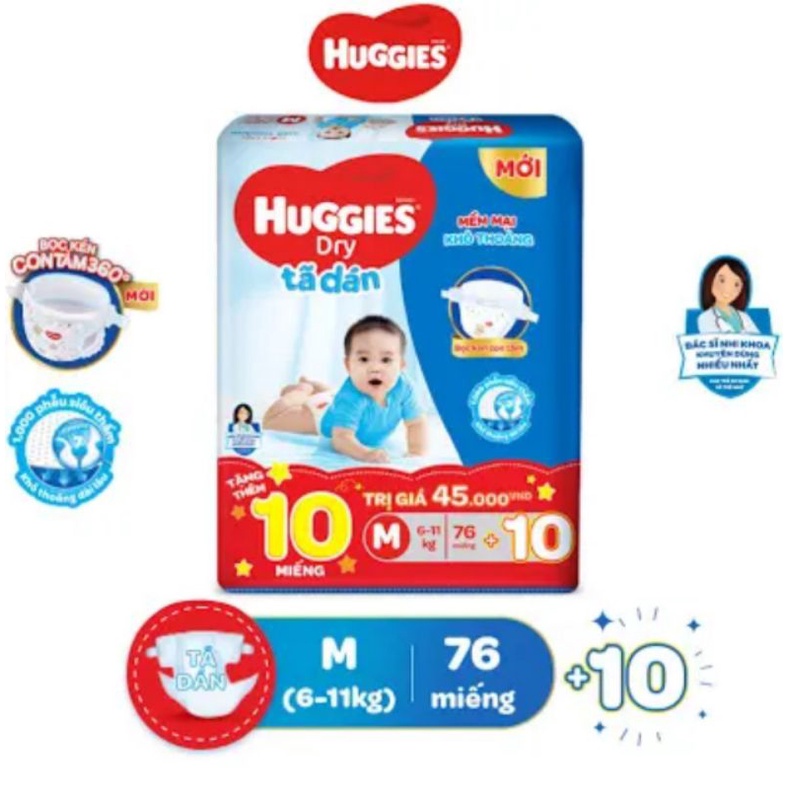 Tã dán Huggies S80/M76/L68/XL62/Xxl56