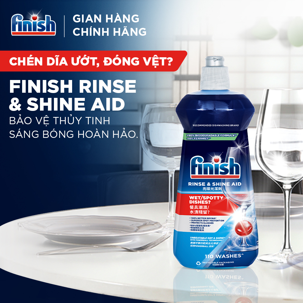 Nước Làm Bóng Chén Bát Finish Rinse & Shine Aid - chai 500ML