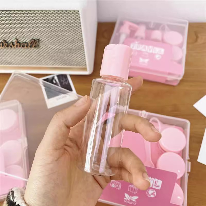 Bộ Chiết Mỹ Phẩm Du Lịch 8 Món Tiện Ích - Set 8 món chiết mỹ phẩm siêu xinh, đựng trong hộp nhựa - Bộ lọ chiết mỹ phẩm du lịch, công tác 8 món có hộp đựng