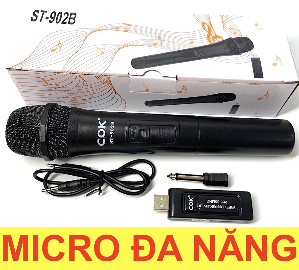 Micro Karaoke không dây đa năng cao cấp UHF V10 V12- dành cho loa kéo loa bluetooth amply hát karaoke zack cắm 3.5 - 6.5mm