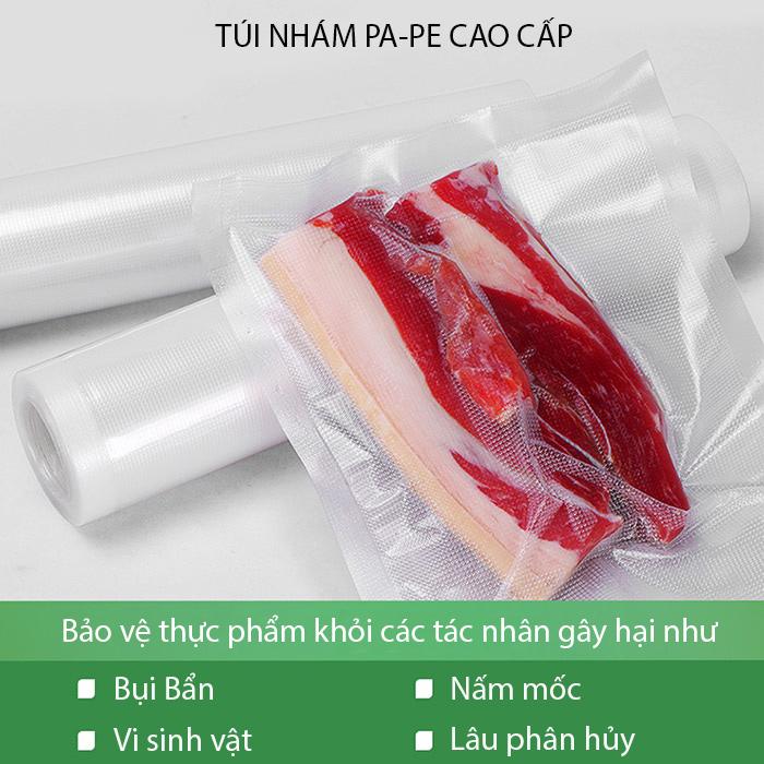 Cuộn túi hút chân không một mặt nhám rộng 20cm dài 500cm túi nhám dùng cho máy hút chân không gia đình