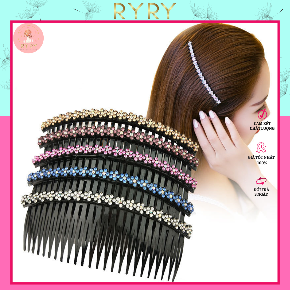 Cài Tóc Mái Nơ Đính Đá 12cm Xinh Xắn Cho Nữ