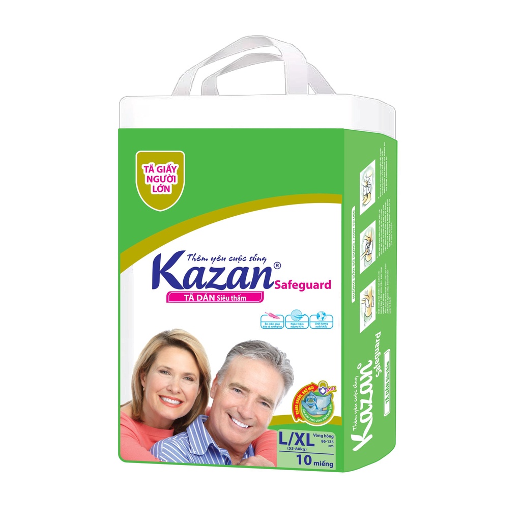 Tã dán người lớn kazan size m/l, size l/xl 10 miếng