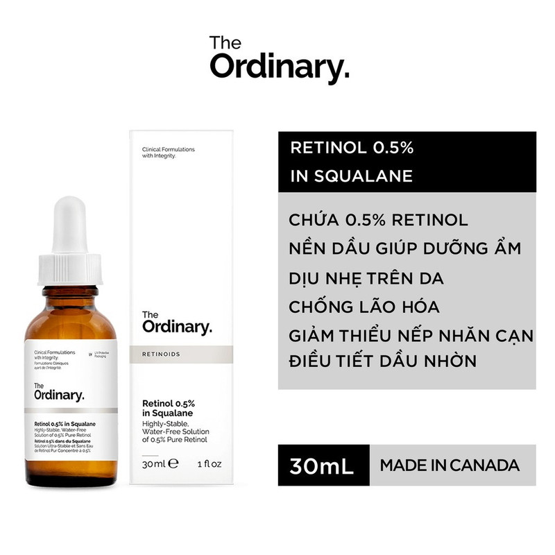 Tinh Chất Retinol The Ordinary Retinol 0.5% in Squalane 30ml Chống Lão Hóa