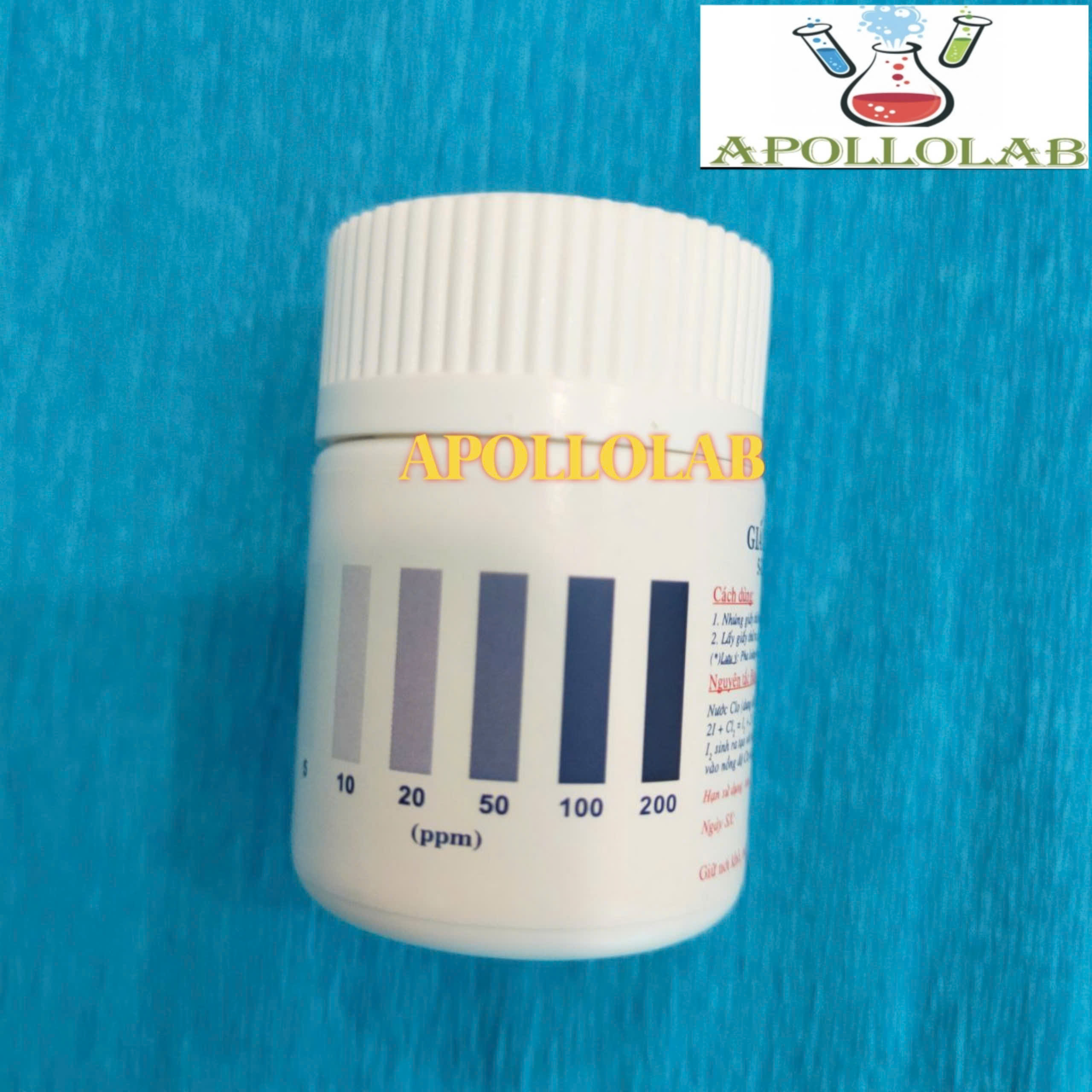 Giấy test chlorine (Clo) 5-200ppm/10-200ppm Hộp 105 hoặc 100 que thử