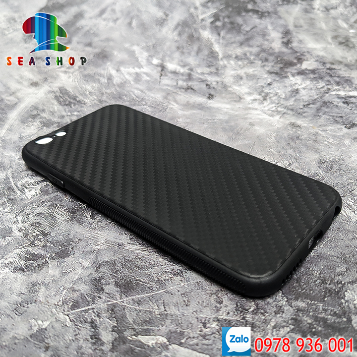 Ốp lưng Iphone 6 / 6S nhựa nhựa dẻo - Vân Carbon - Chống trơn trượt - Kính cường lực full màn hình