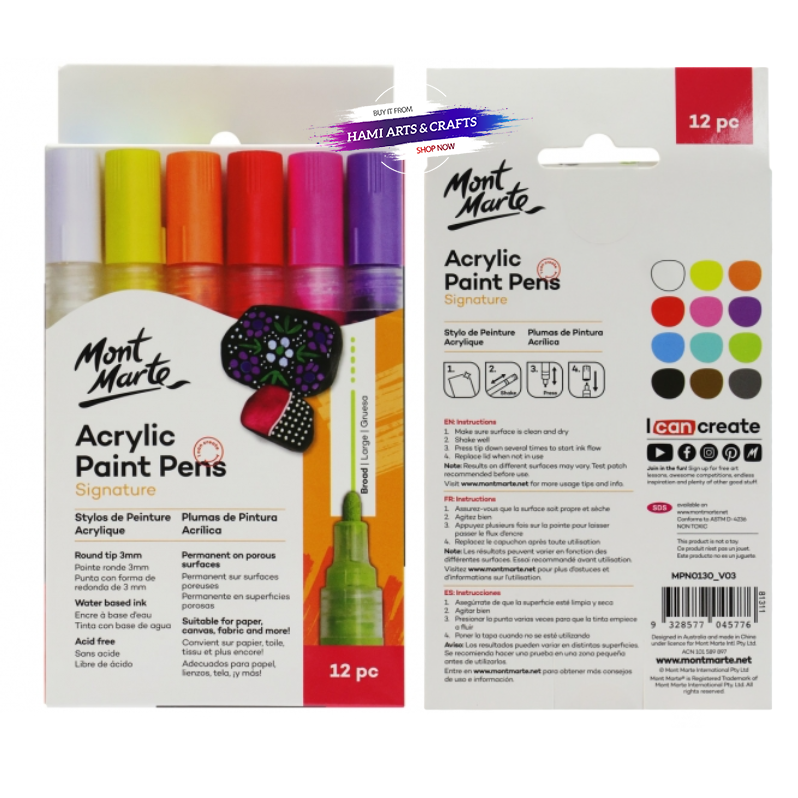 Bộ Bút Màu Acrylic 12 Màu Mont Marte